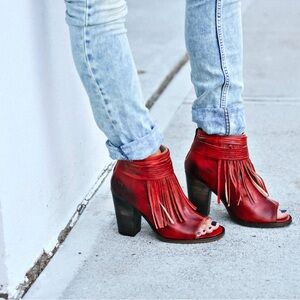 Bed|Stu Ferarri Red Olivia Fringe Booties